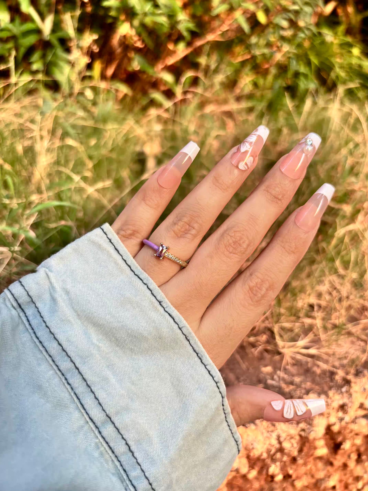 Purple Solitaire Band Ring - Adjustable