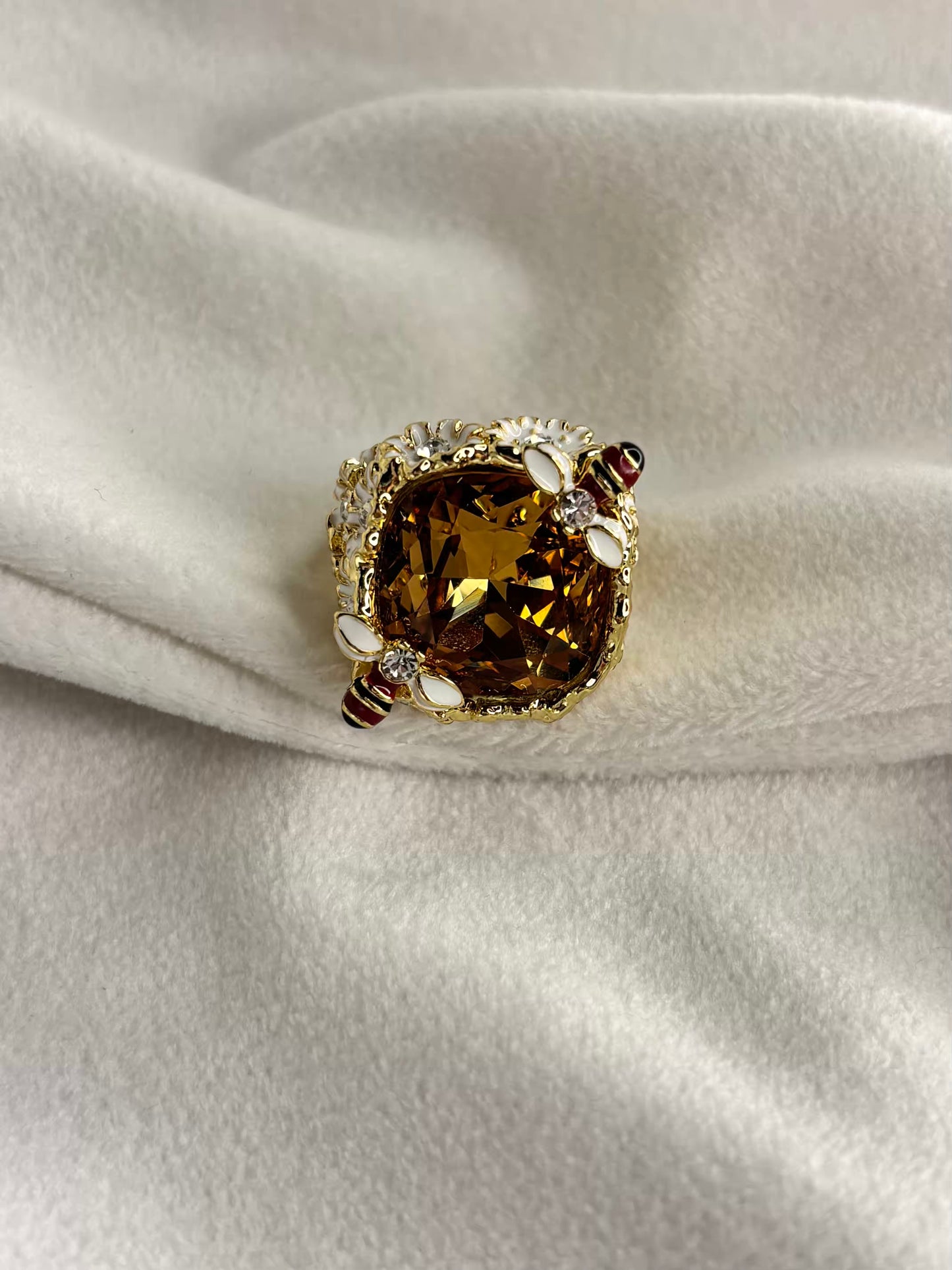 Honey Bee Infused Ring- Gold Size 8