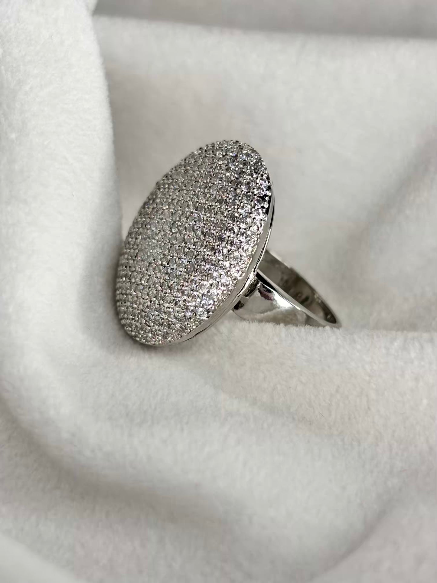 Rouge Silver Loaded Diamonds Ring Adjustable