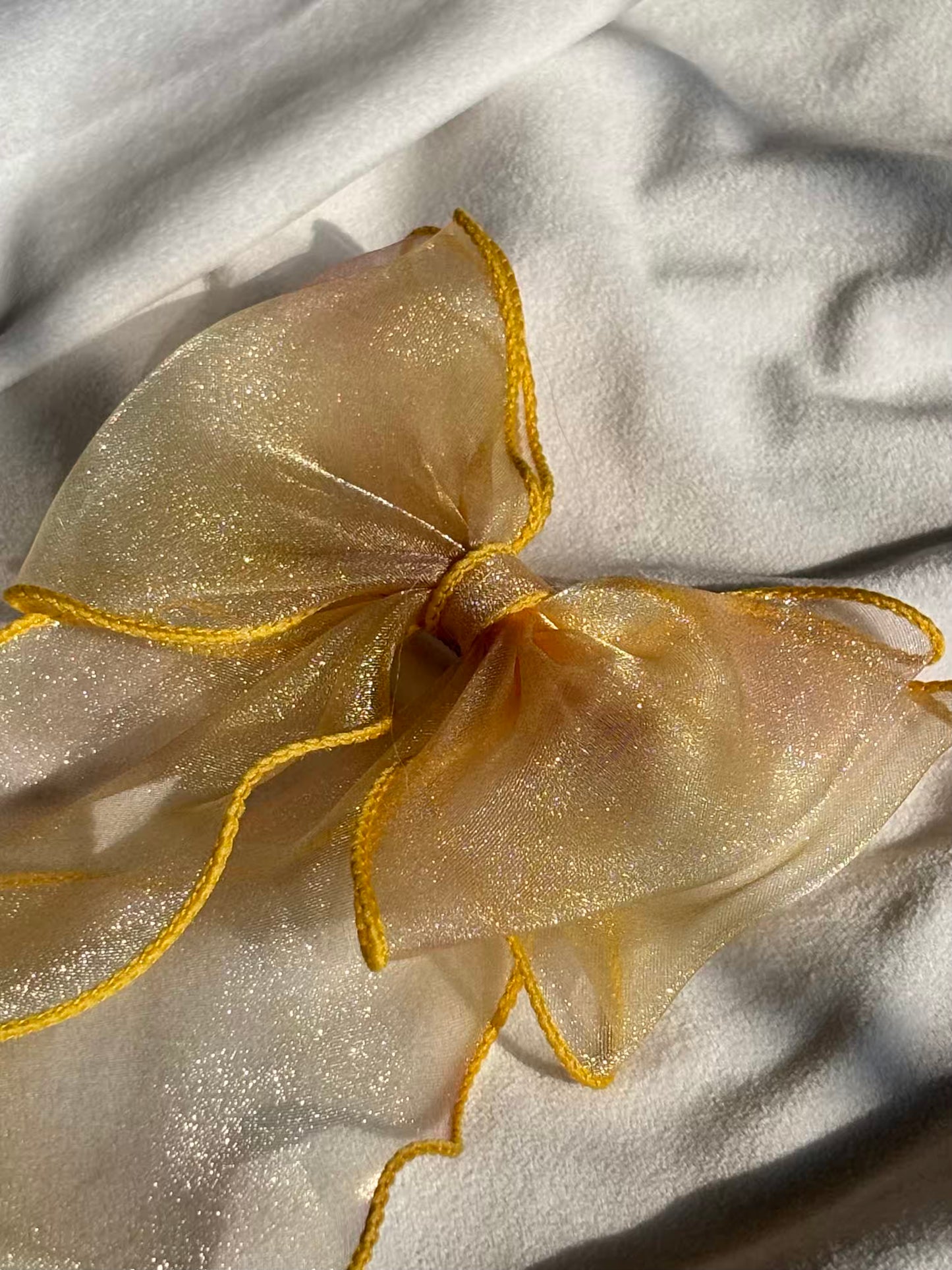 Gold Hair Bow Clip For Women -( Lace Shimmer)
