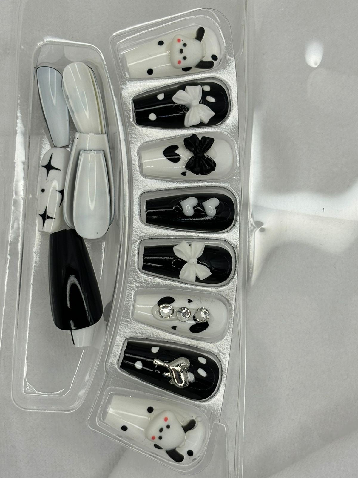 Black White Bunny Party Basic Press On Nails ( Set of 24 )