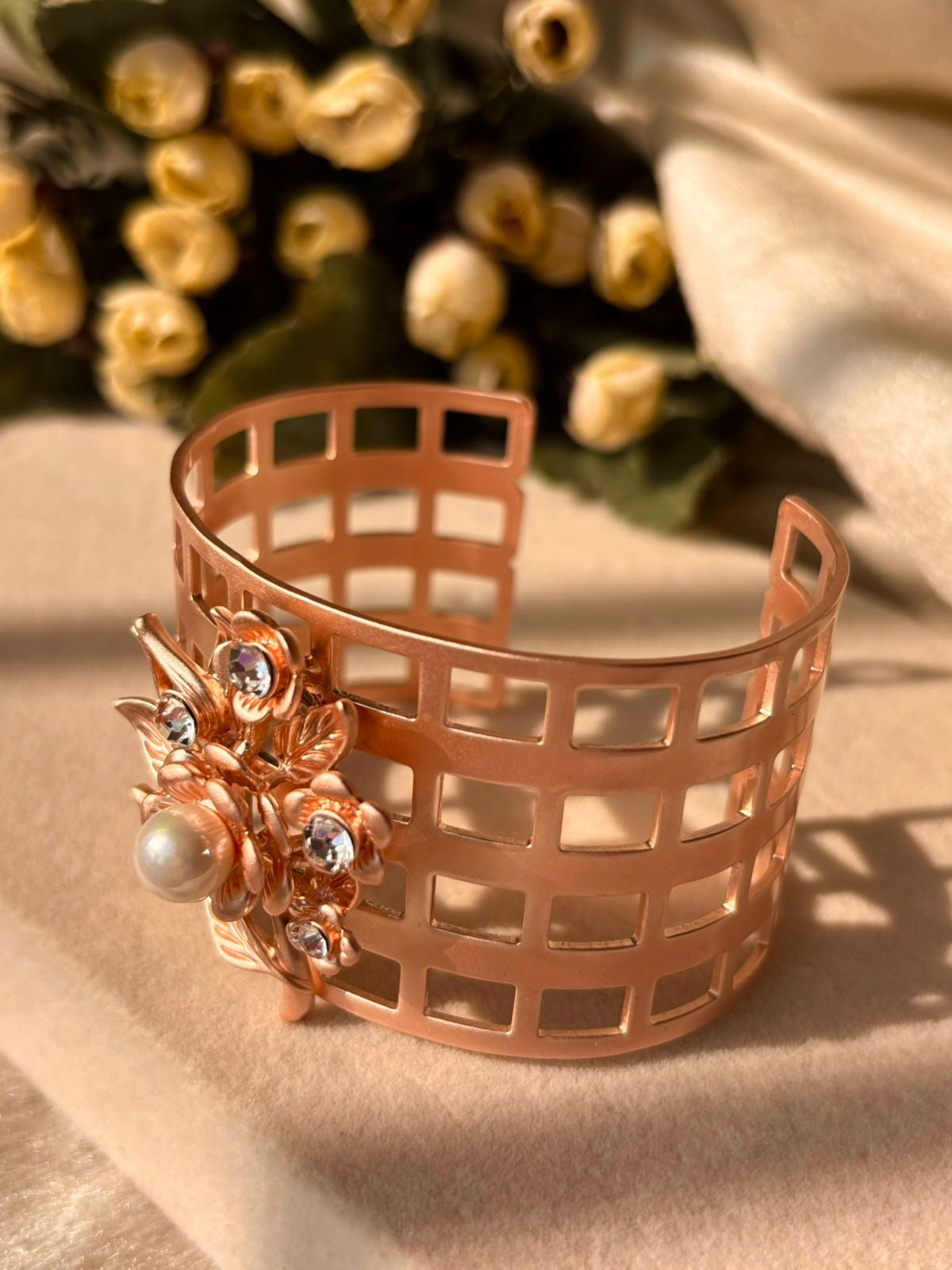 Demeter’s Pearly Flower Kada Bracelet Bangle - Rose Gold