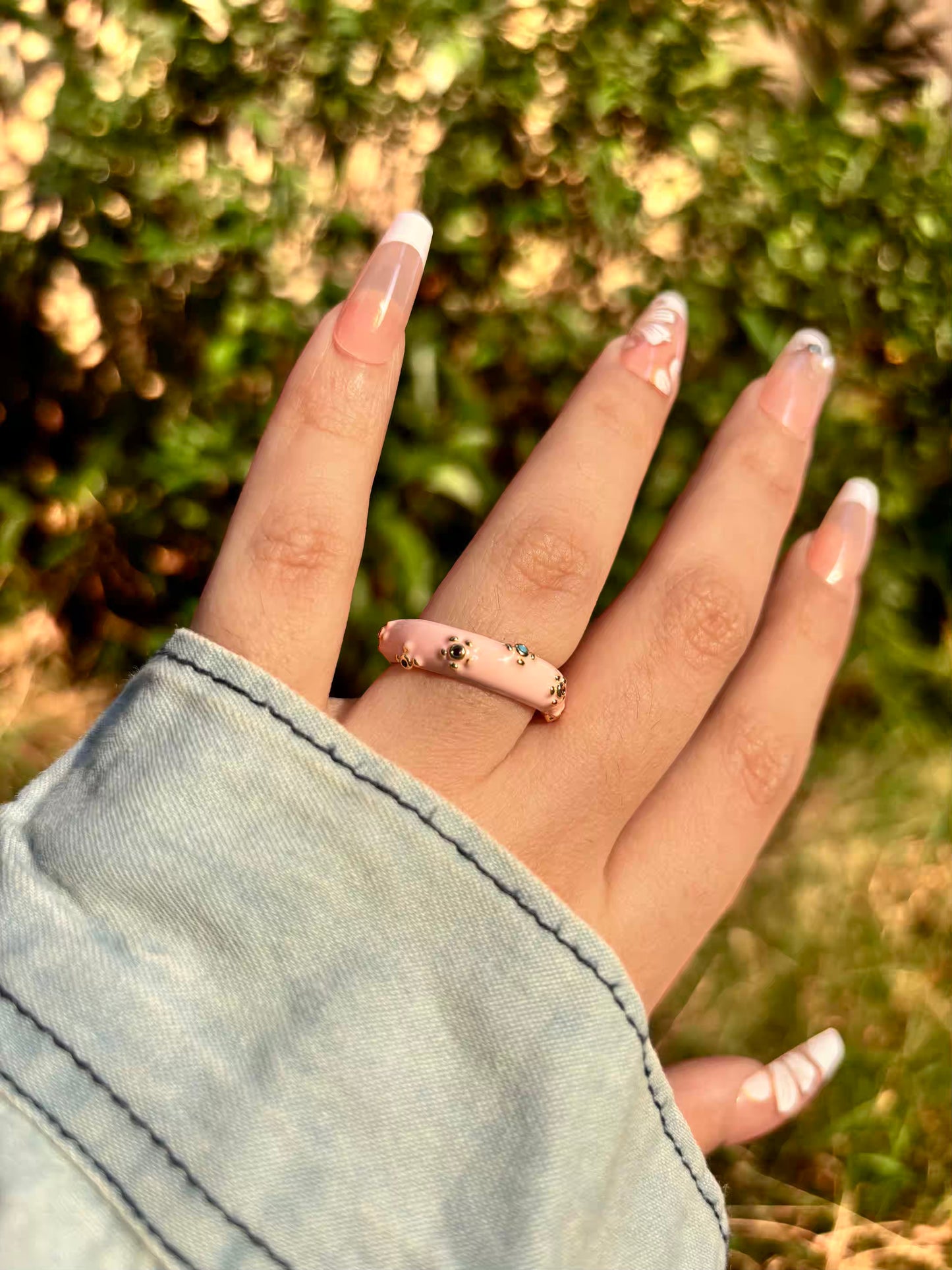 Baby Pink Stars Band Ring - Adjustable