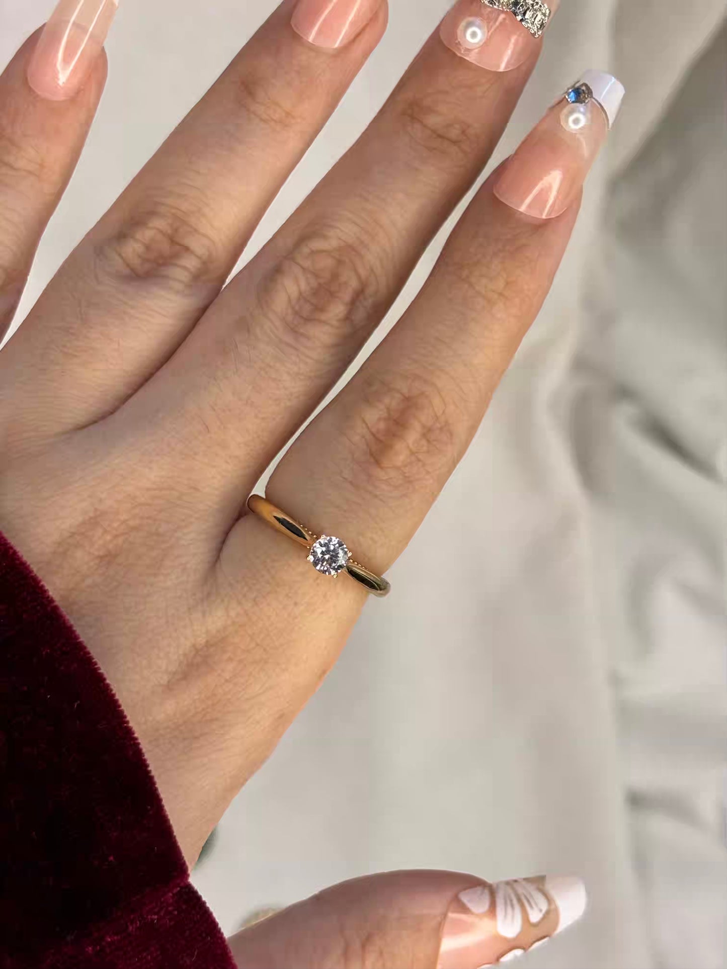 Minimal Solitaire Ring - Gold Plated
