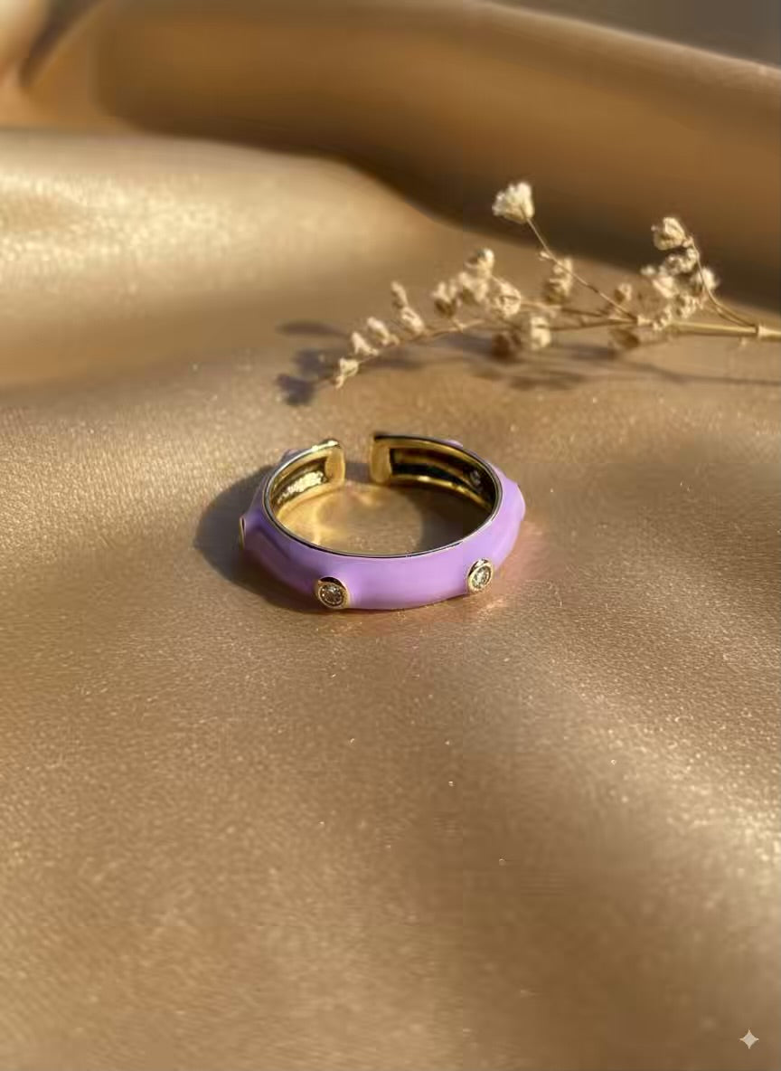Purple Band Diamond Gold Plated Premium Ring (Adjustable)