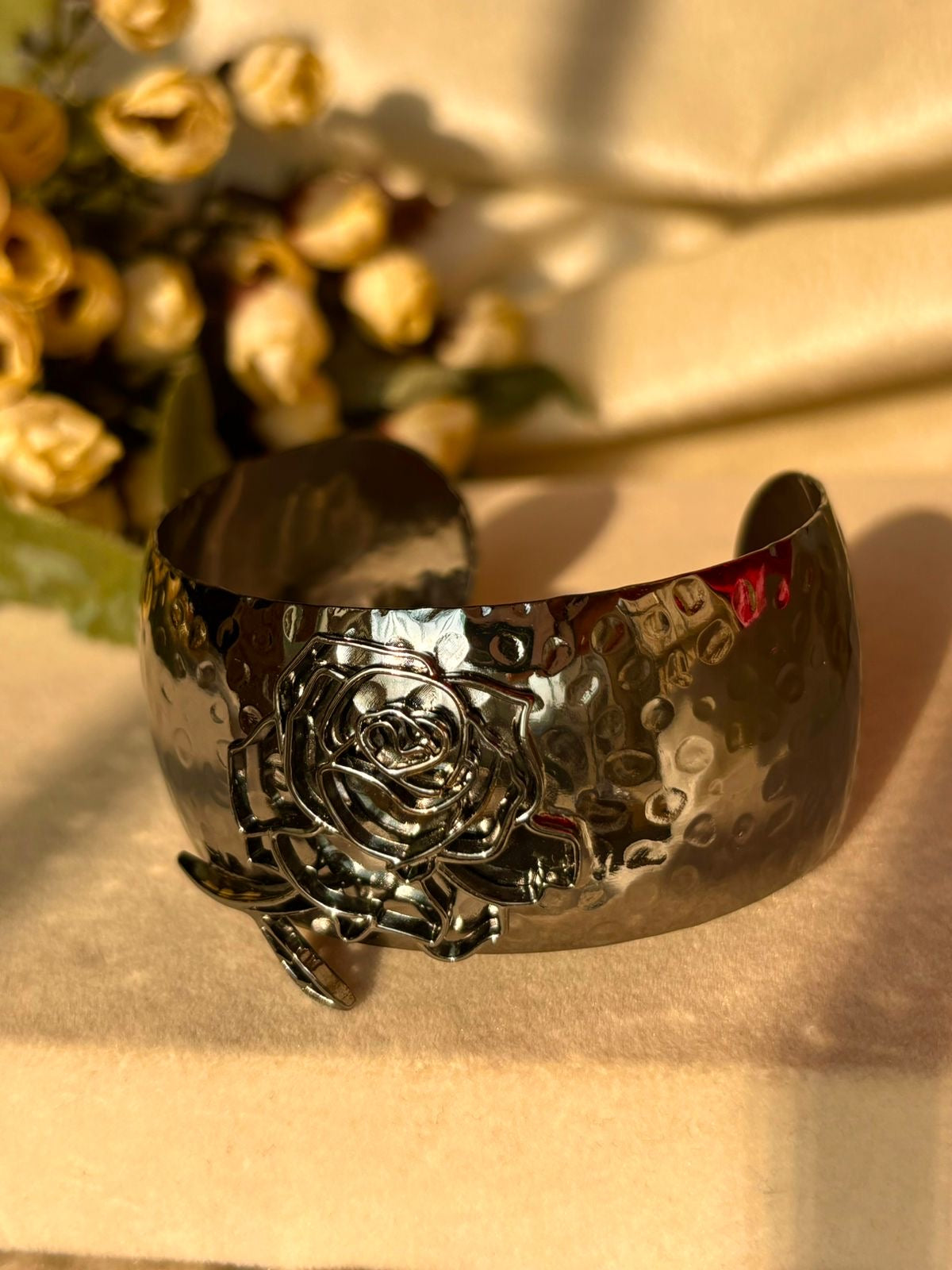 Nyx Black Rose Kada Bracelet Bangle - Nickel Plated
