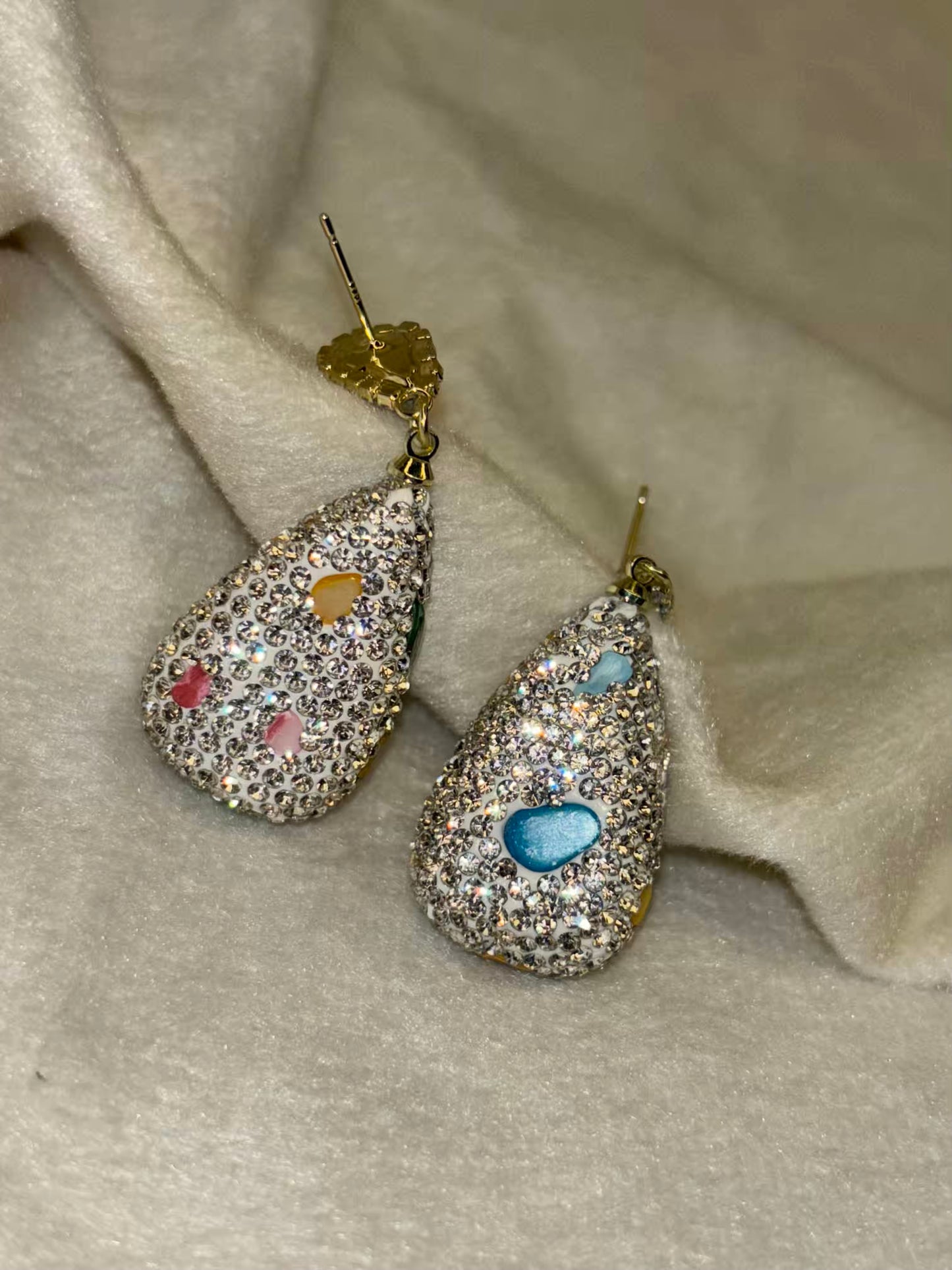 Unique Diamonds Loaded Long Earrings Party Studs - Silver Plated