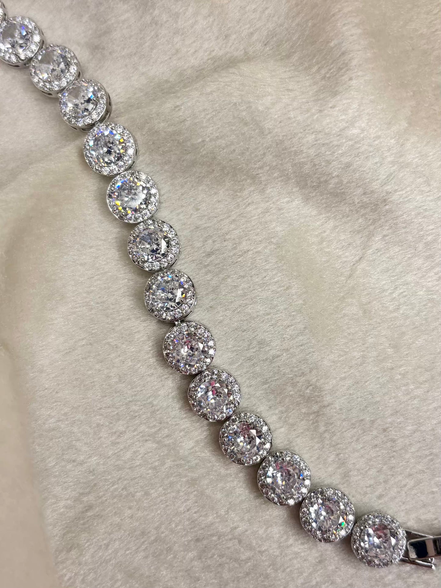 Round Doublet Tennis Bracelet with Loaded Diamonds - Silver Plated