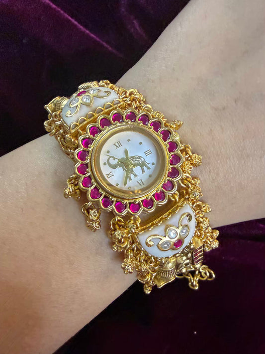 White Dial Half Moon Maharani Watch Design Bracelet