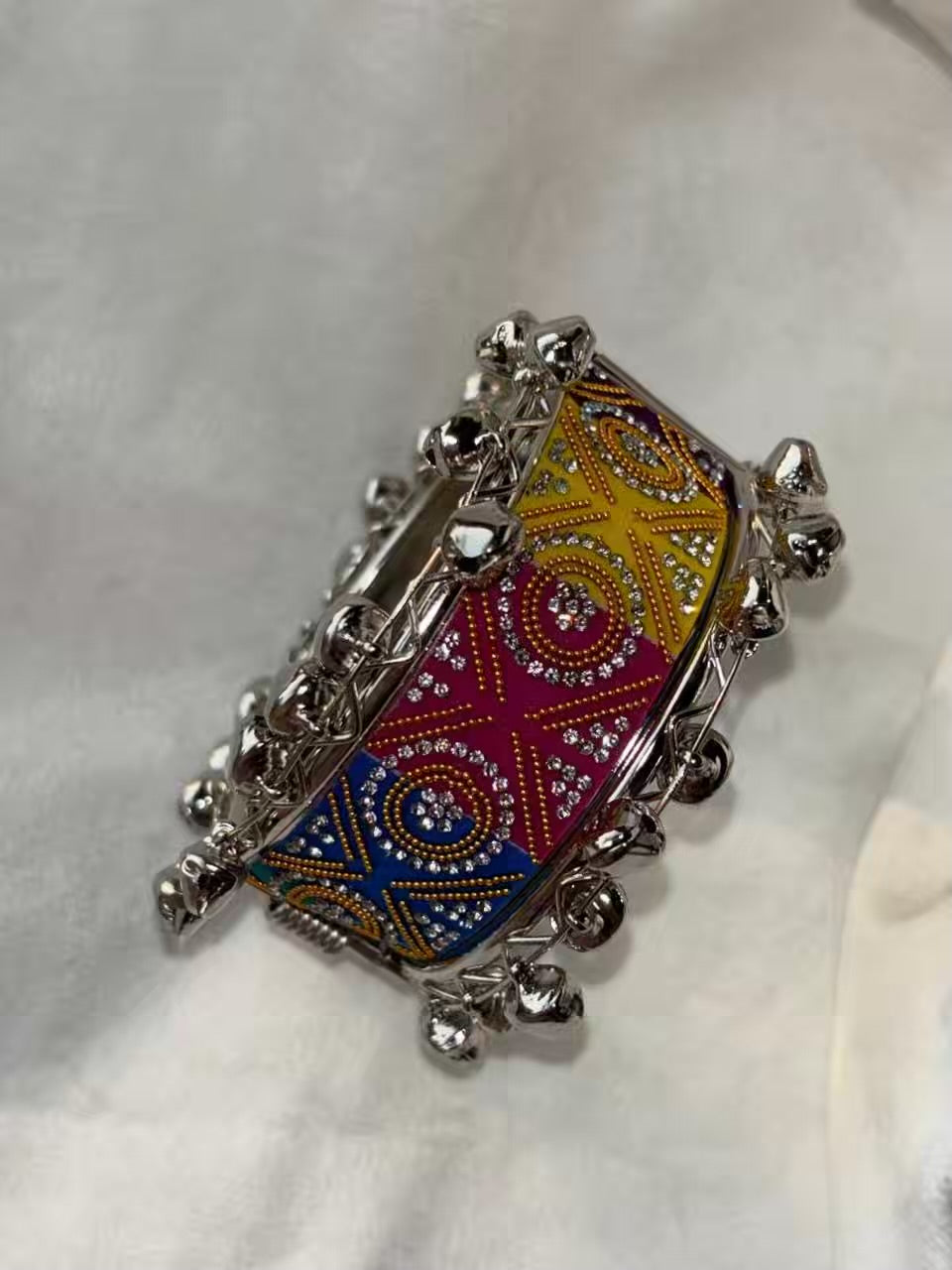 Designer Ghungroo Colourful Bracelet ( Silver )
