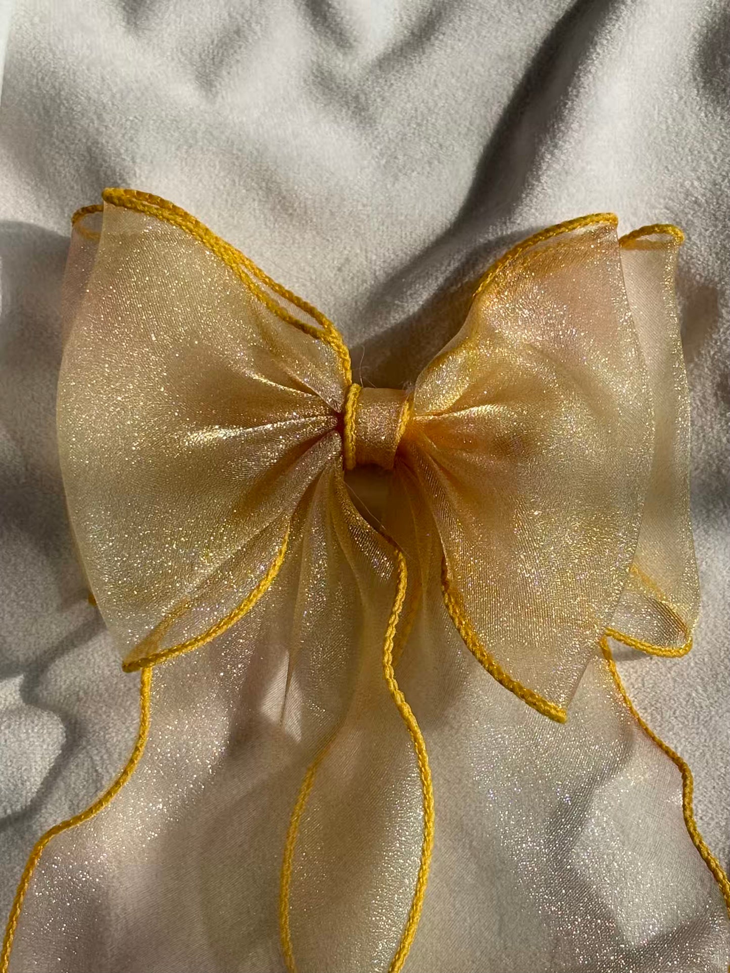 Gold Hair Bow Clip For Women -( Lace Shimmer)