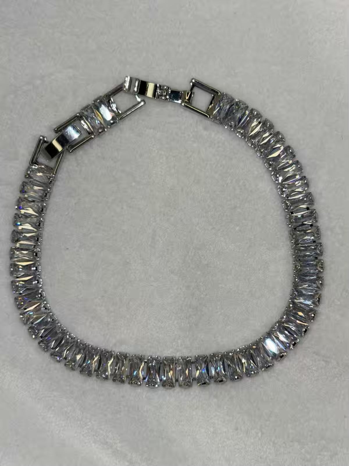 Premium Royal Shining Solitaire Diamonds Tennis Bracelet - Silver Colour ( Unisex )