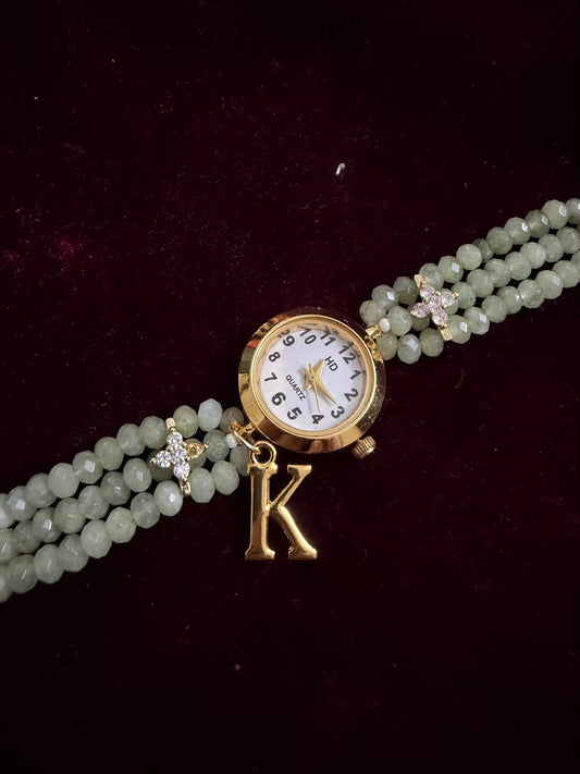 Jade Green Crystal Beaded Affordable Maharani Kundan Watch Design Heritage Bracelet