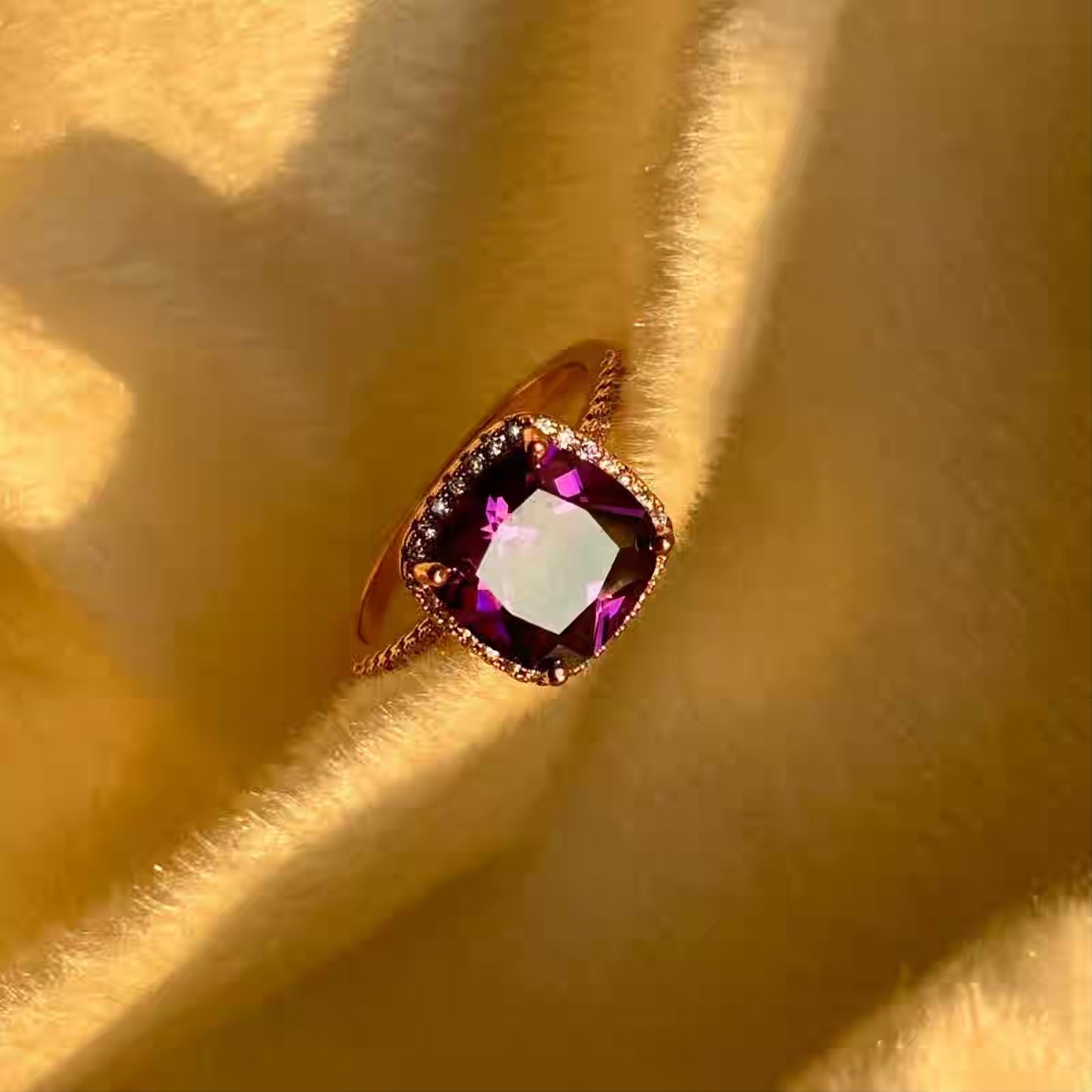 Amethyst Purple /Studded Ring ( Rose Gold) in Size 6 US