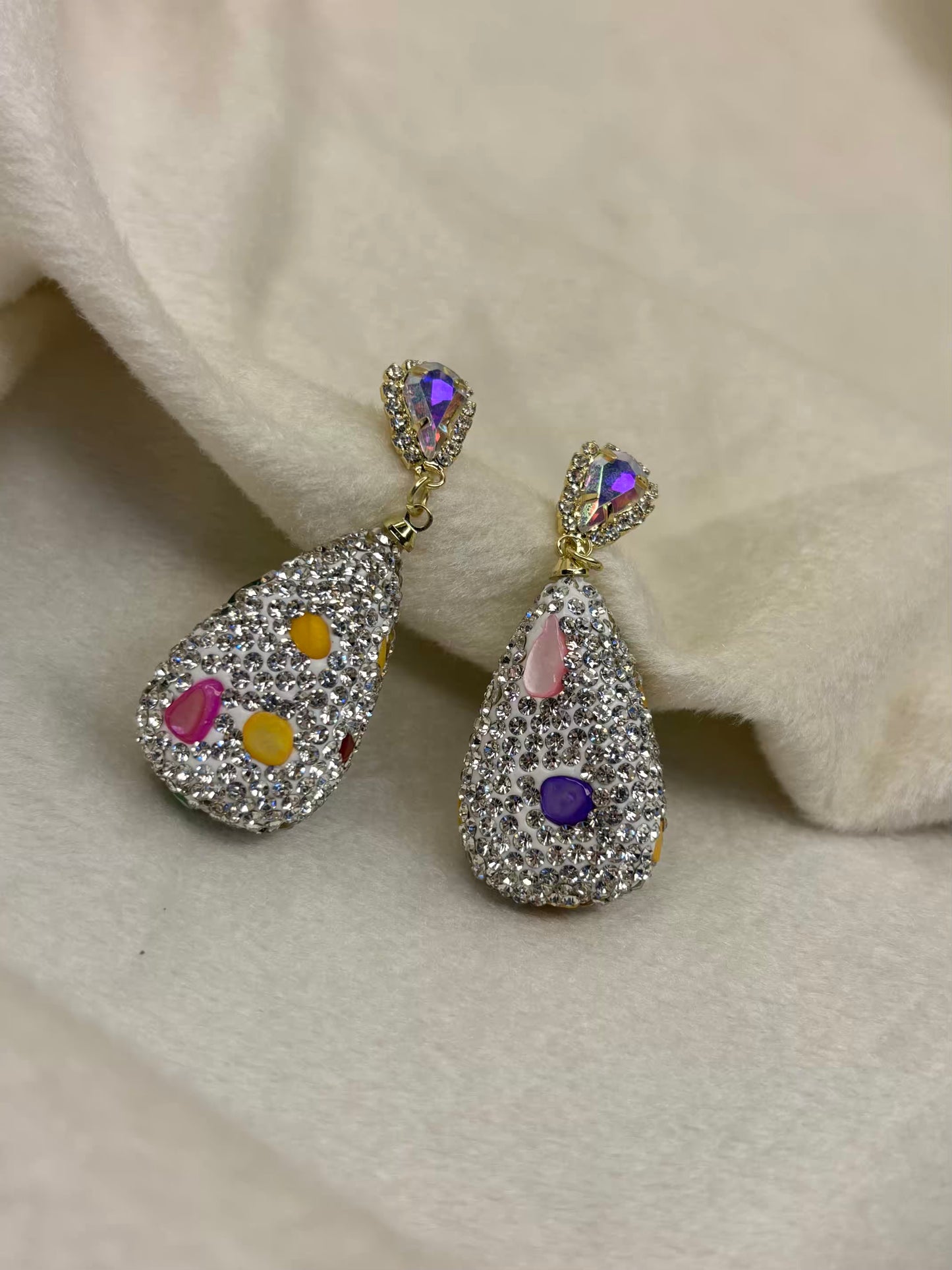Unique Diamonds Loaded Long Earrings Party Studs - Silver Plated