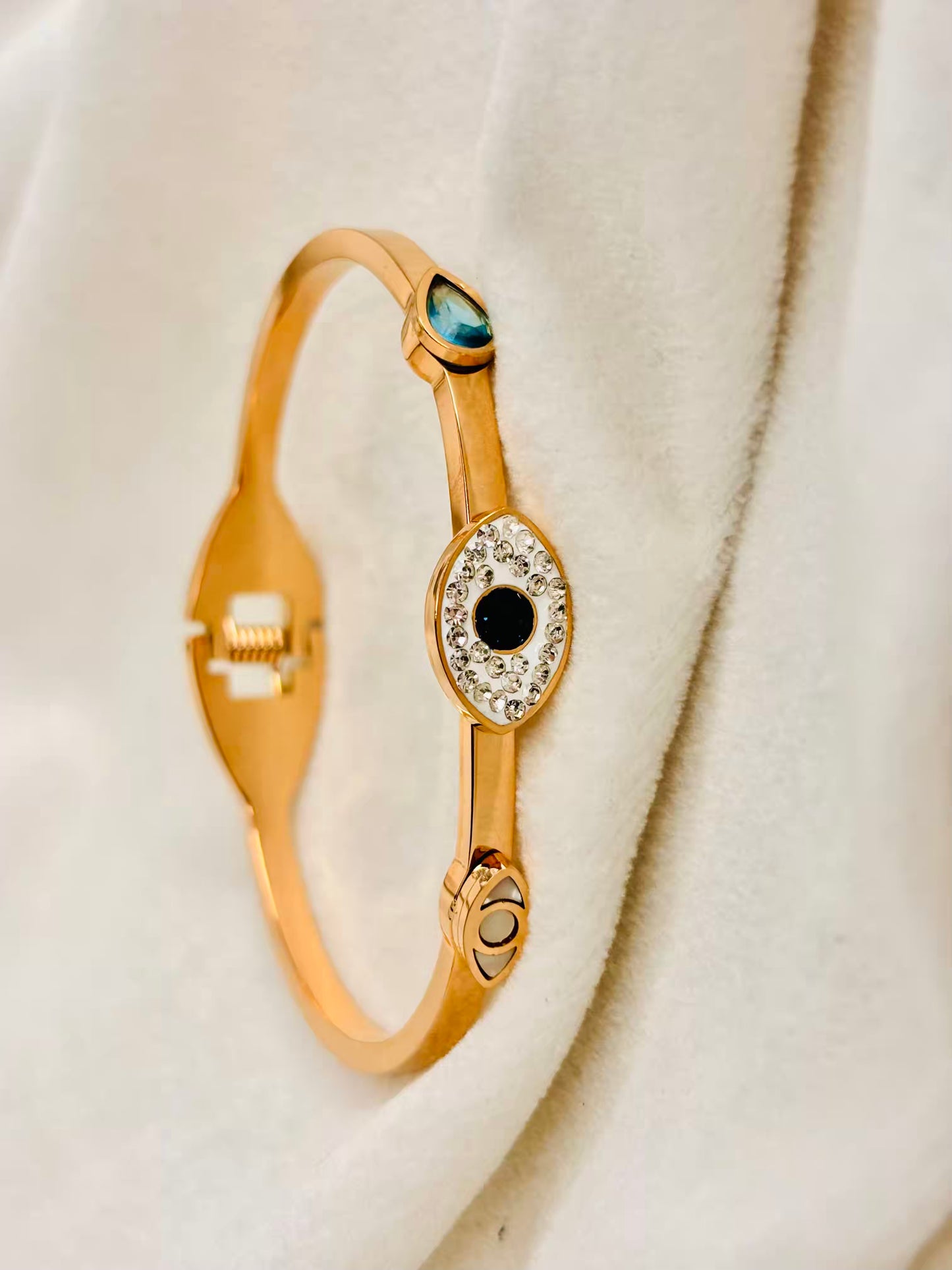 For Thin Wrist Evil Eye Bangle Rose Gold Bangle 2.2 - 2.4 Size