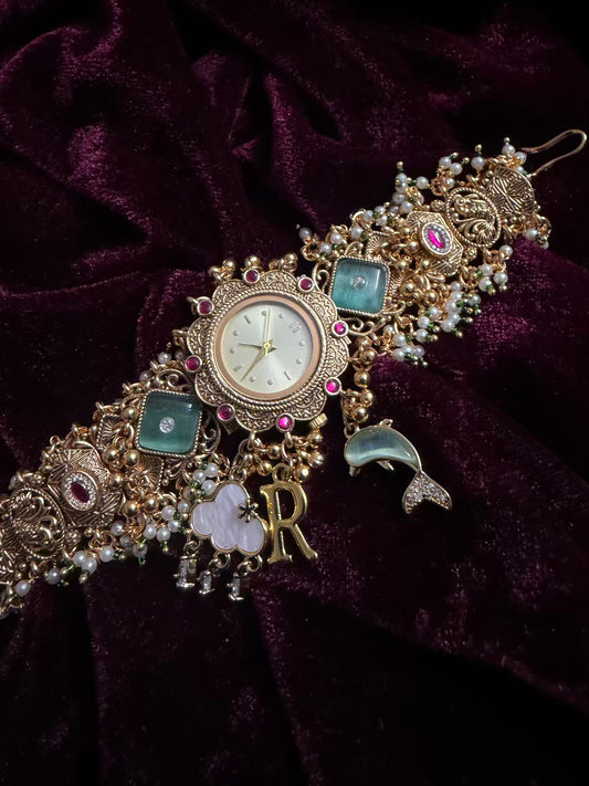 Pushtaini New Launch Square Dial Maharani Watch Heritage Bracelet (Copy)