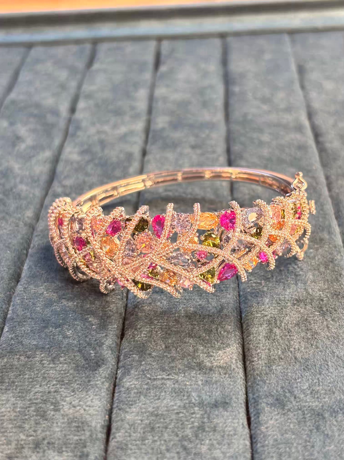 Multicoloured Luxury Rhodium Plated Bracelet ( Prepaid Only )