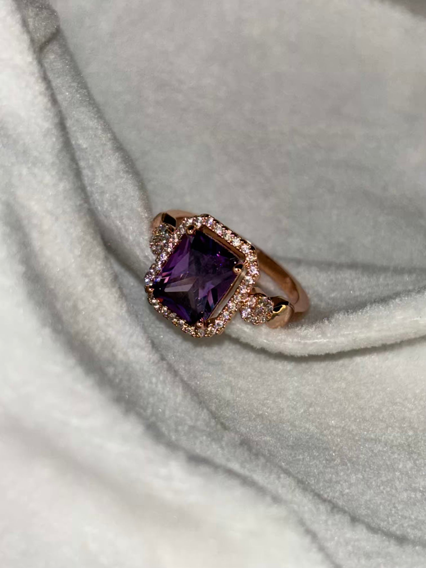Purple Solitaire Ring