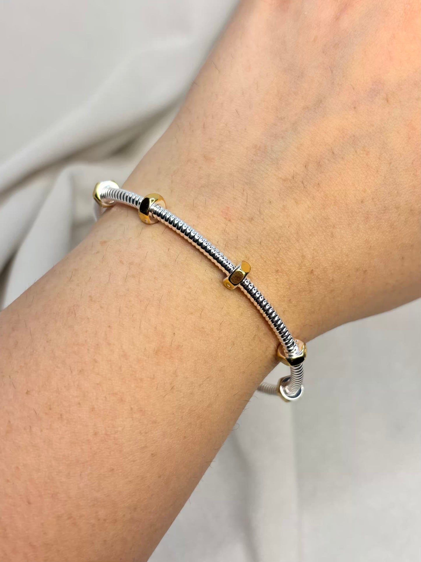 Screw Gold Silver Bracelet Cuff