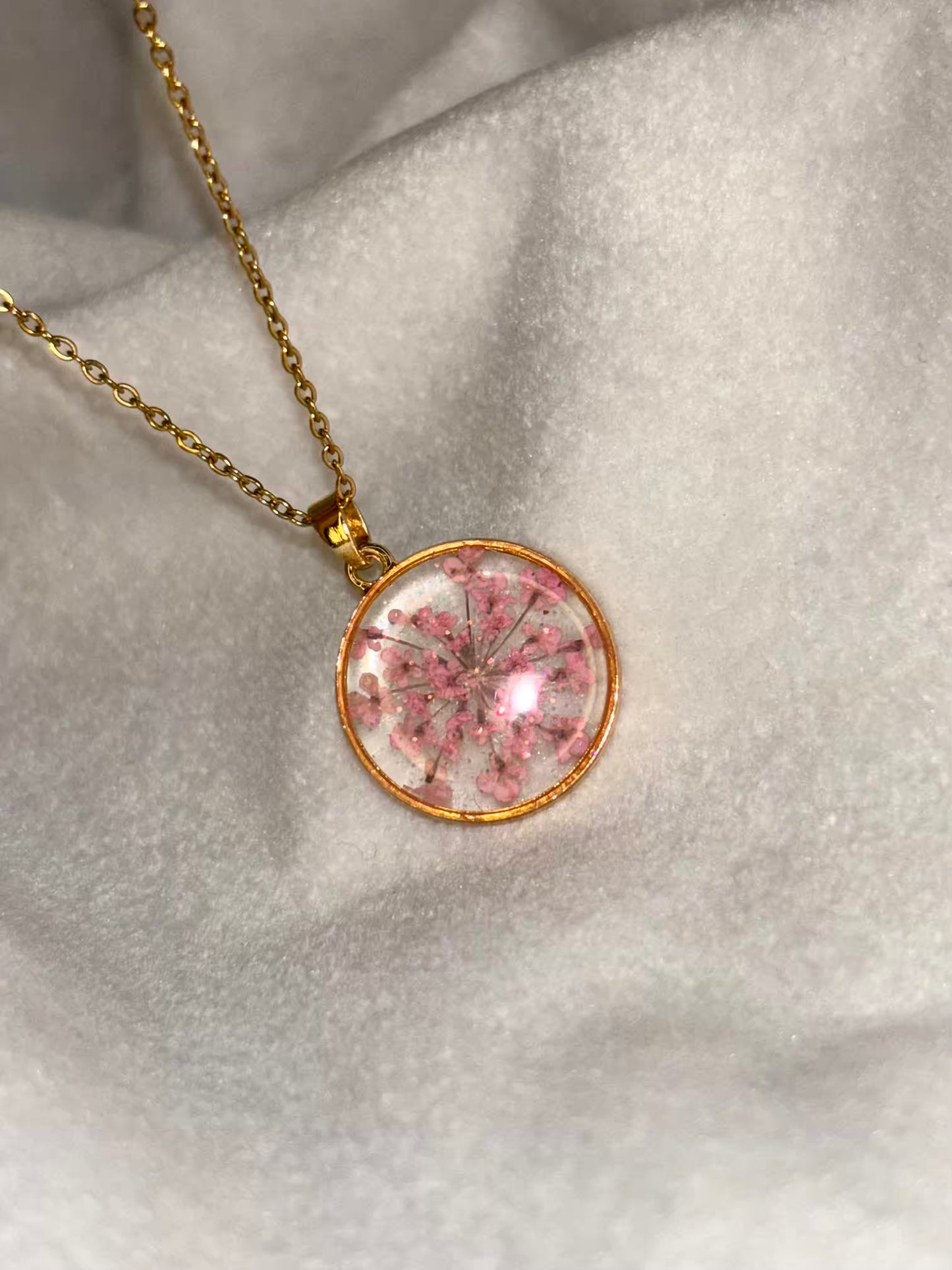 Baby Pink Floral Handmade Necklace