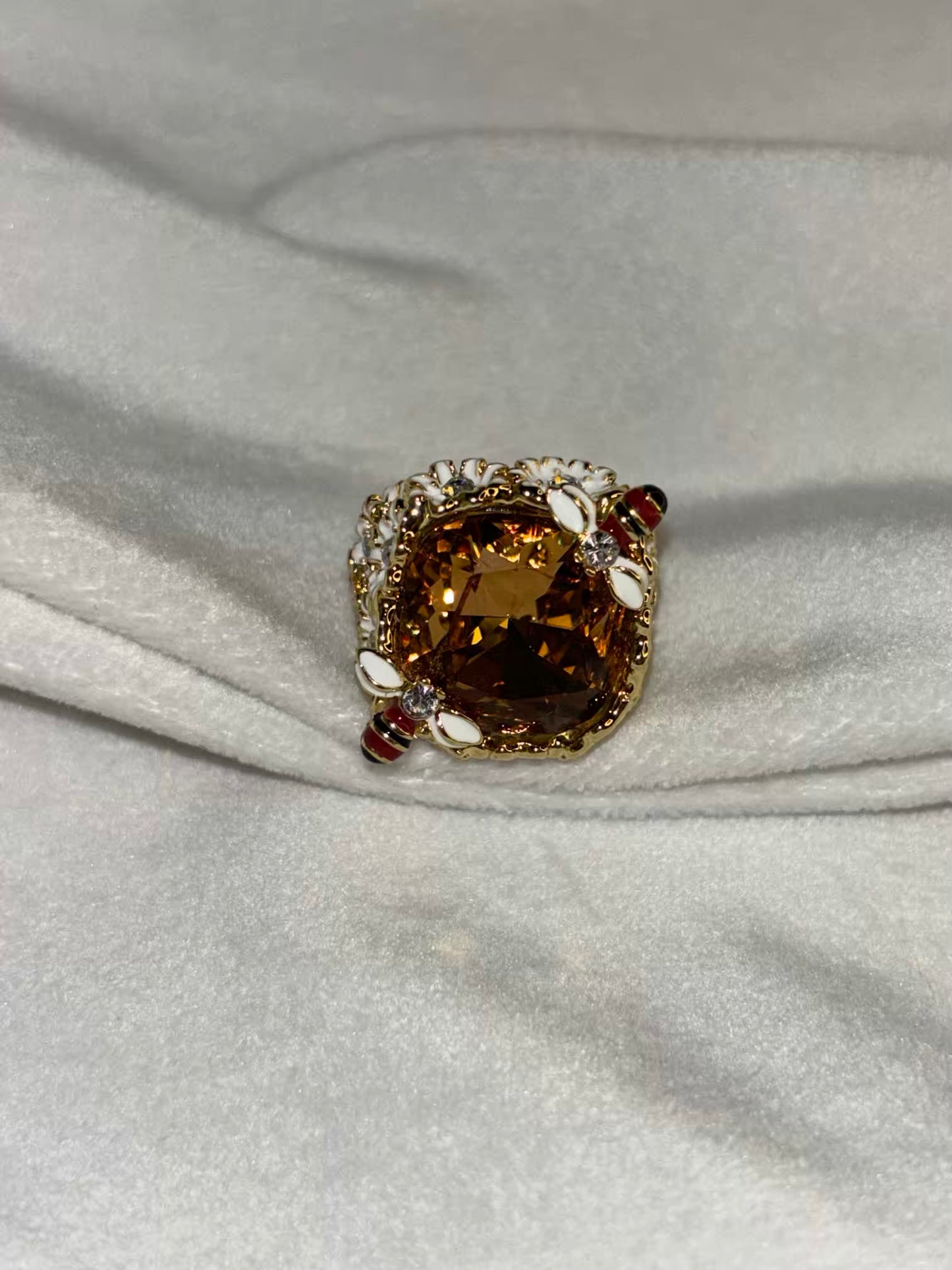 Honey Bee Infused Ring- Gold Size 8