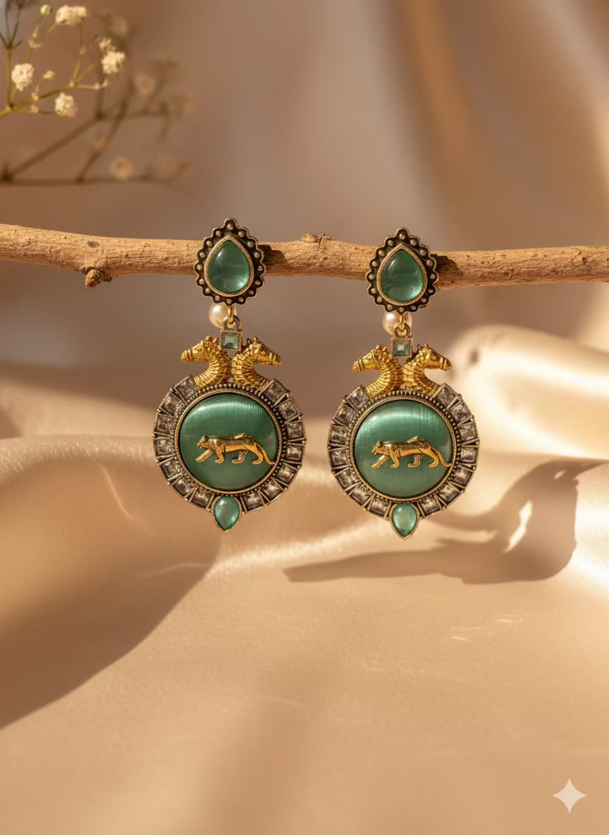 Mint Sabhya Premium Oxidised Silver Plated Earrings