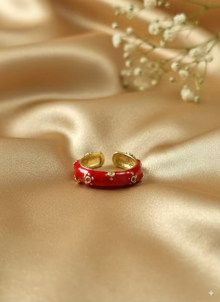 Maroon Chunky Plated Premium Ring (Adjustable)