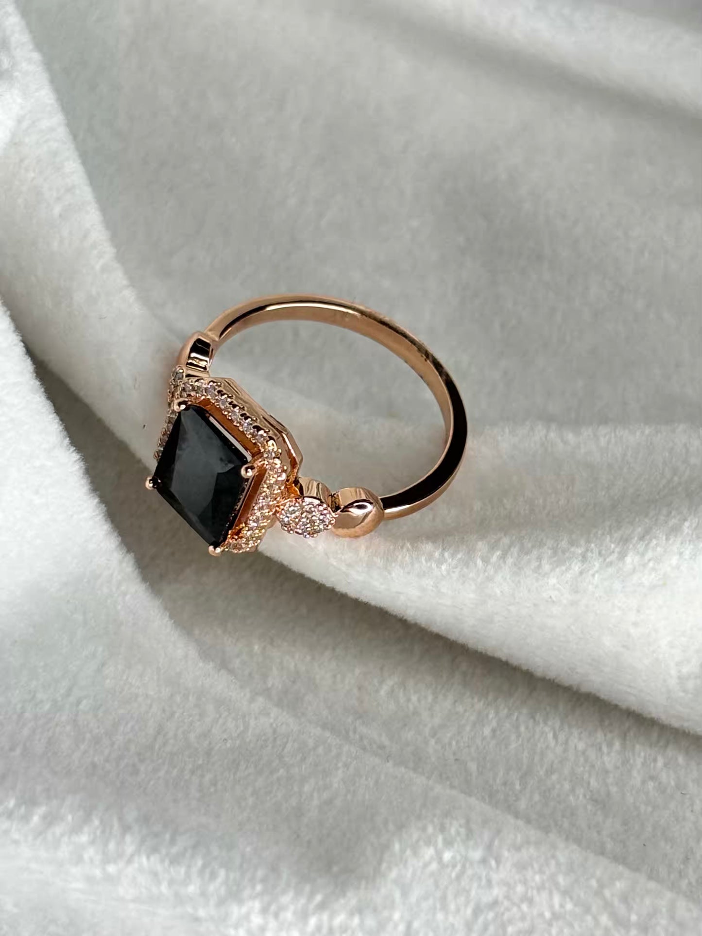 Black Tourmaline Solitaire Ring For Positive Vibes