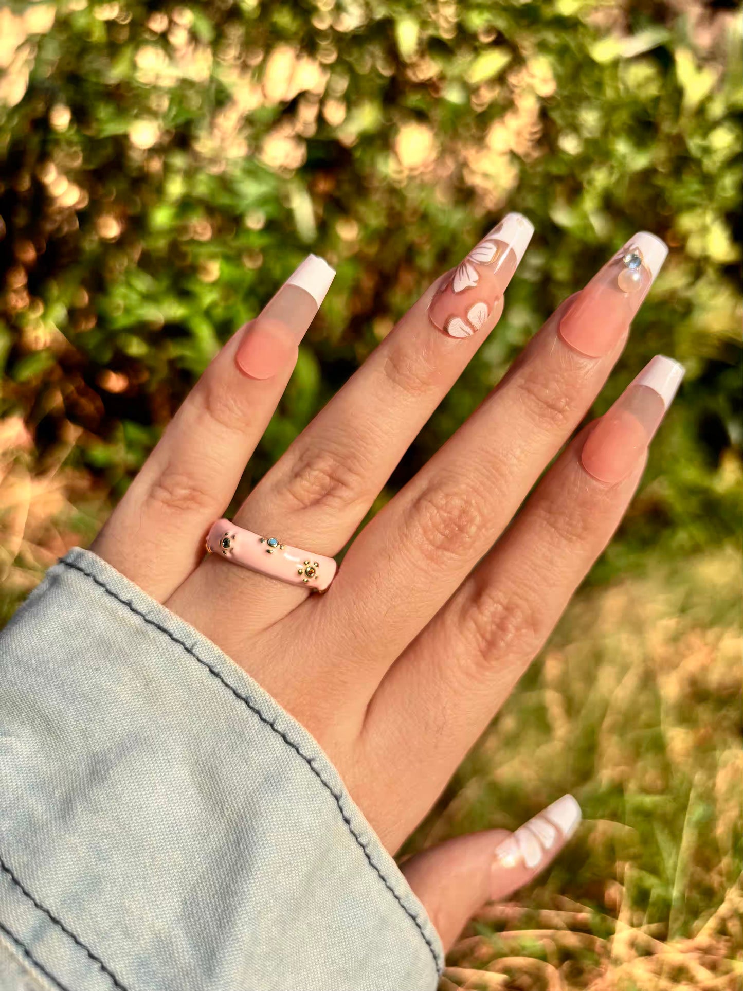 Baby Pink Stars Band Ring - Adjustable
