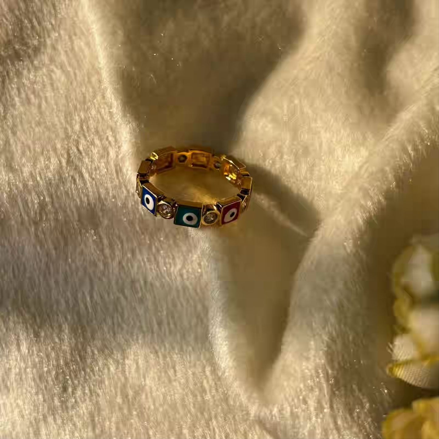 Evil Eye Blue Red Green Nazar Gold ( size 6 US )
