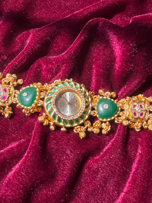 Green Emerald Dial Maharani Watch Heritage Bracelet