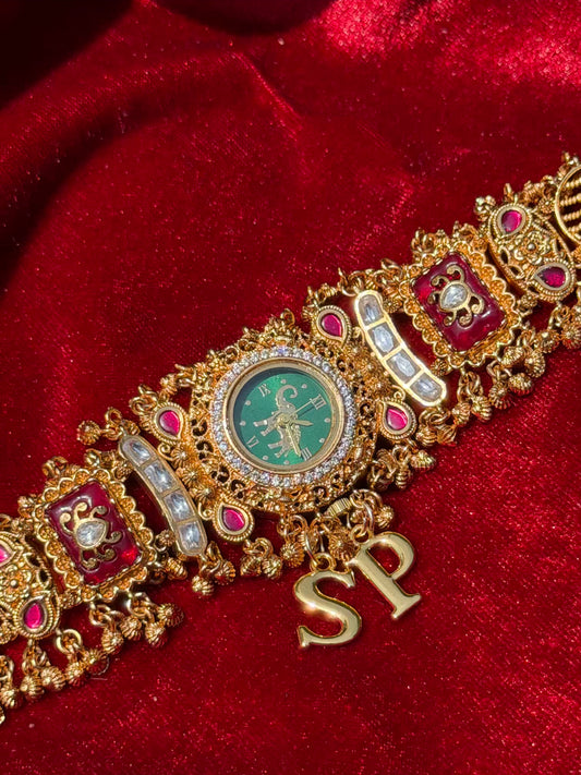 Elephant Dial Maharani Watch Design Heritage Bracelet (Customise Initial )