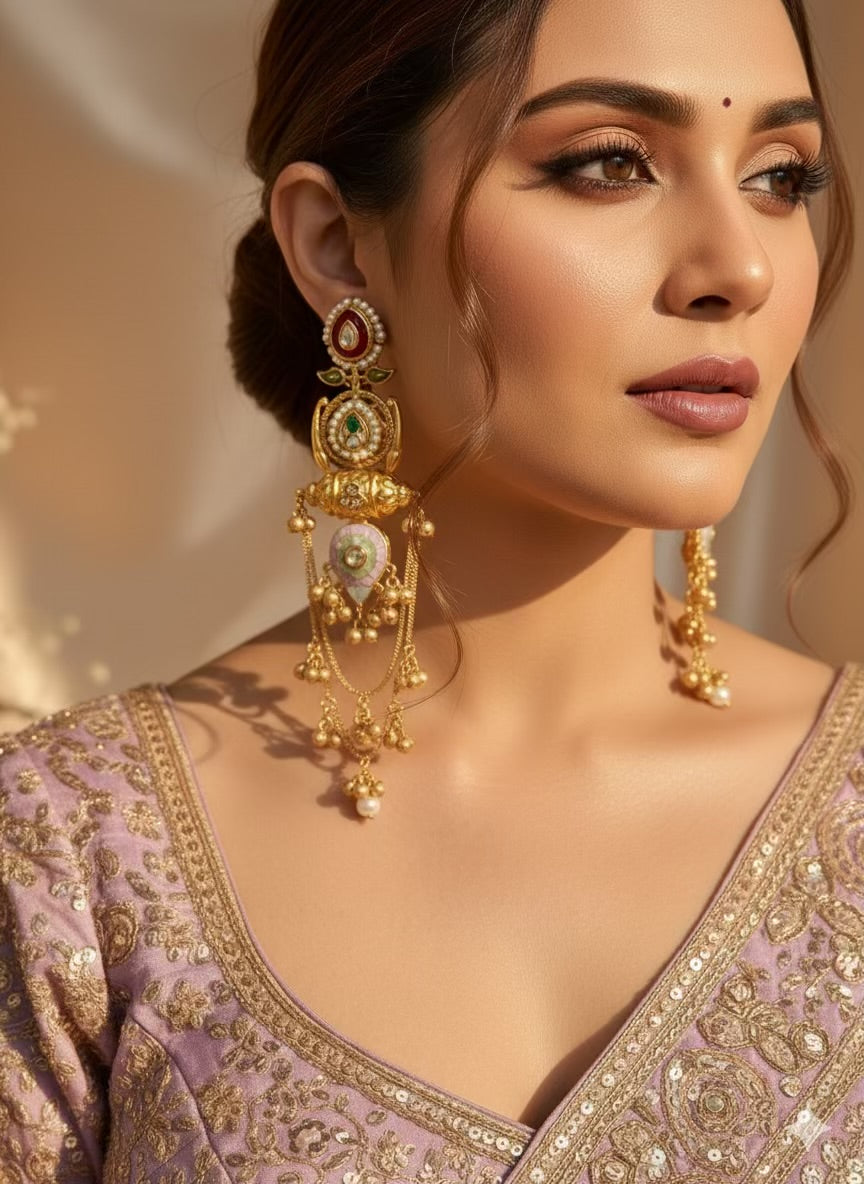 Pashmina Layered Kashmiri Brass of Premium Plated Ghungroo Earrings
