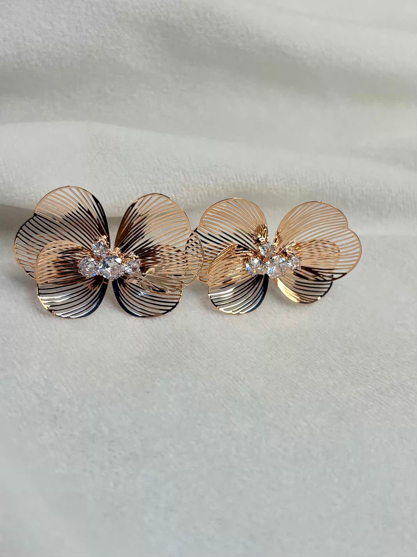 Butterfly Bee Earrings Studs - Rose Plated