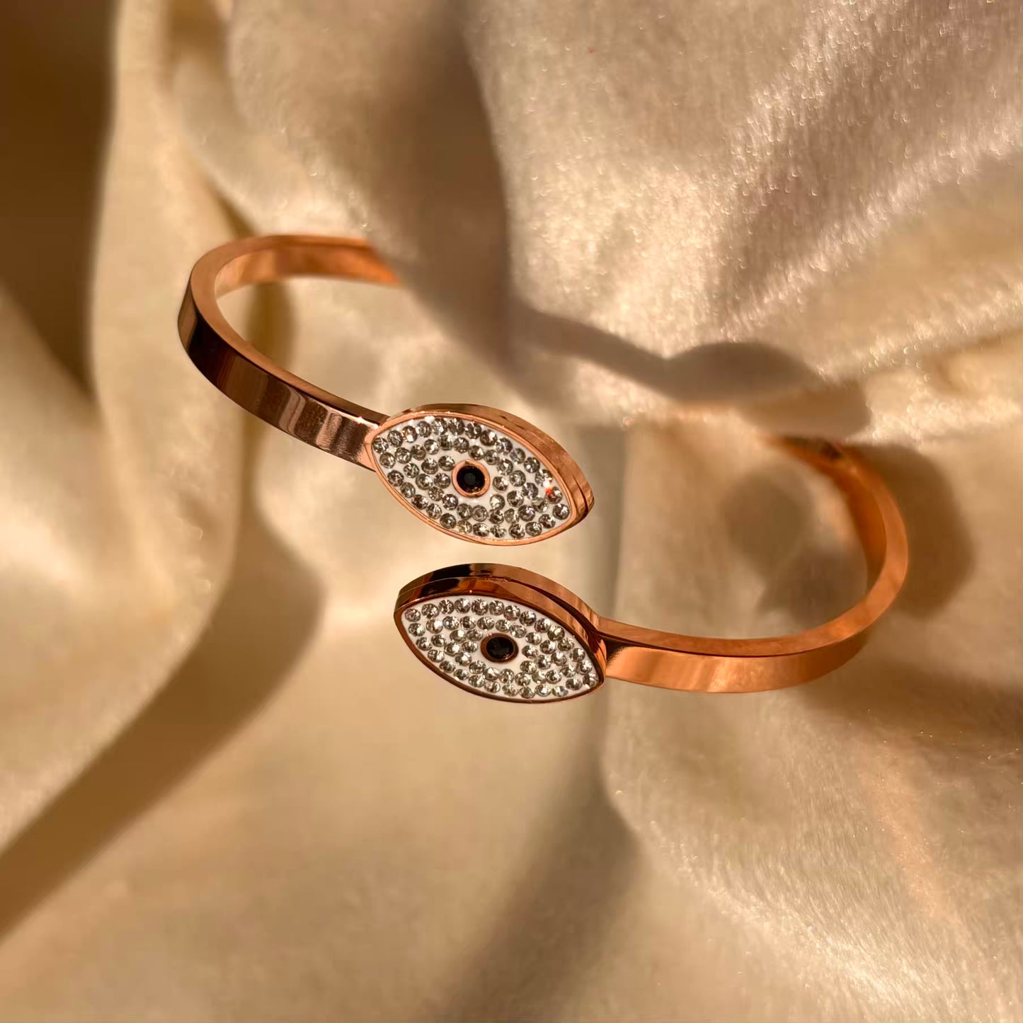 Evil Eye Rose Gold Sleek Bangle