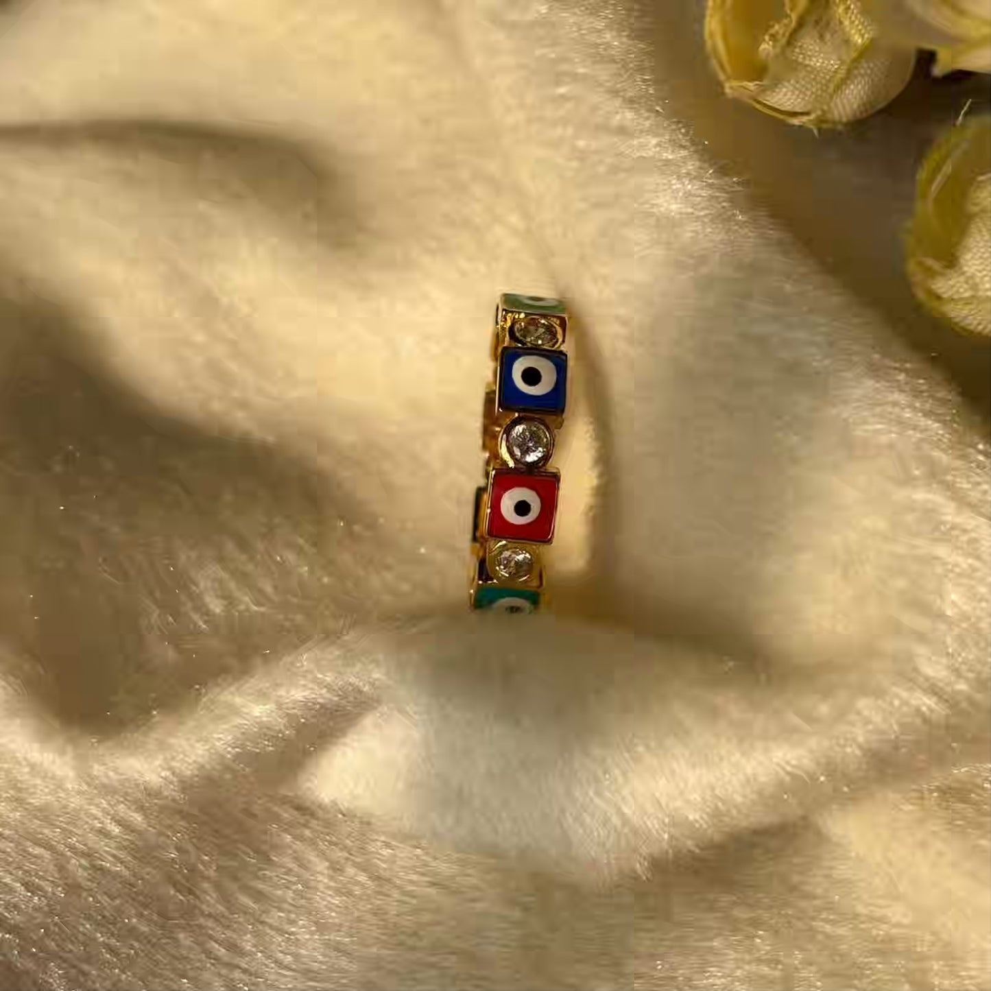 Evil Eye Blue Red Green Nazar Gold ( size 6 US )