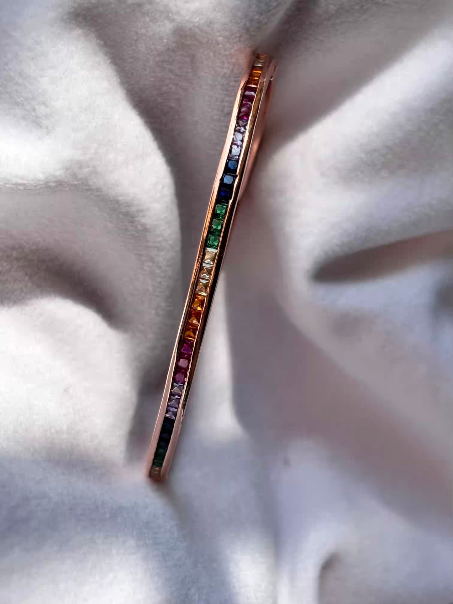 Minimal Rainbow Colourful Kada Bracelet Bangle - Rose Gold