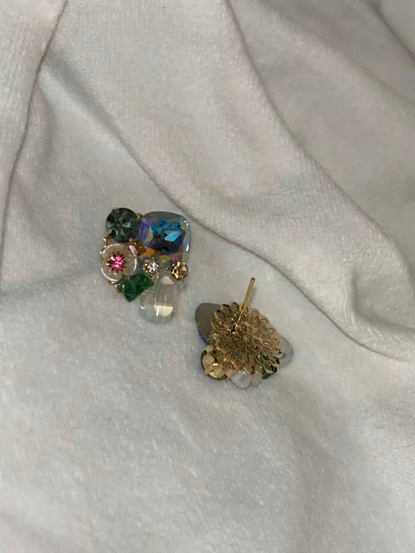 Blue Premium Small Earrings Studs - Gold Plated