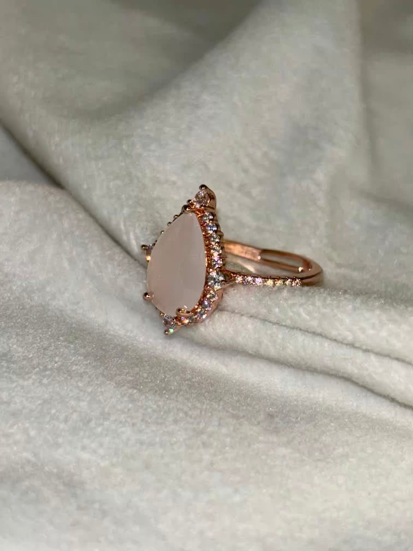 White Opal Ring for Love in Relationships - Adjustable