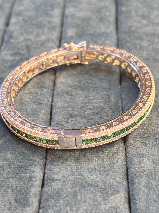Emerald Green Luxury Rhodium Plated Bracelet ( Prepaid Only )