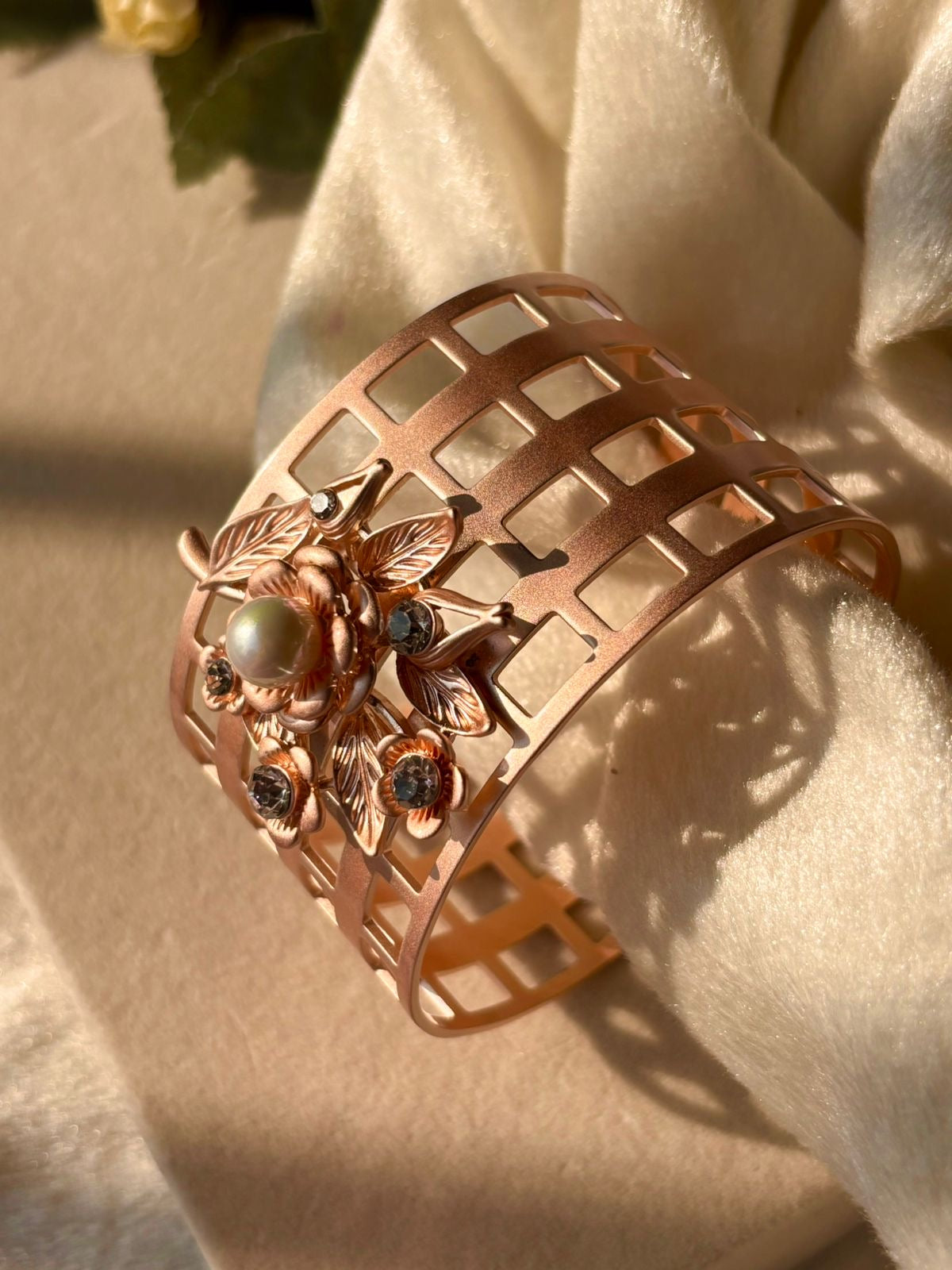 Demeter’s Pearly Flower Kada Bracelet Bangle - Rose Gold