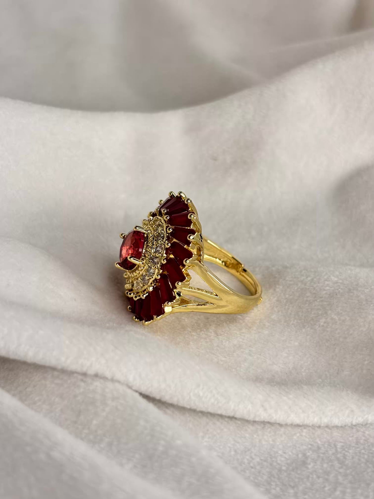 Scarlet Ruby Ring Solitaire Gold Ring