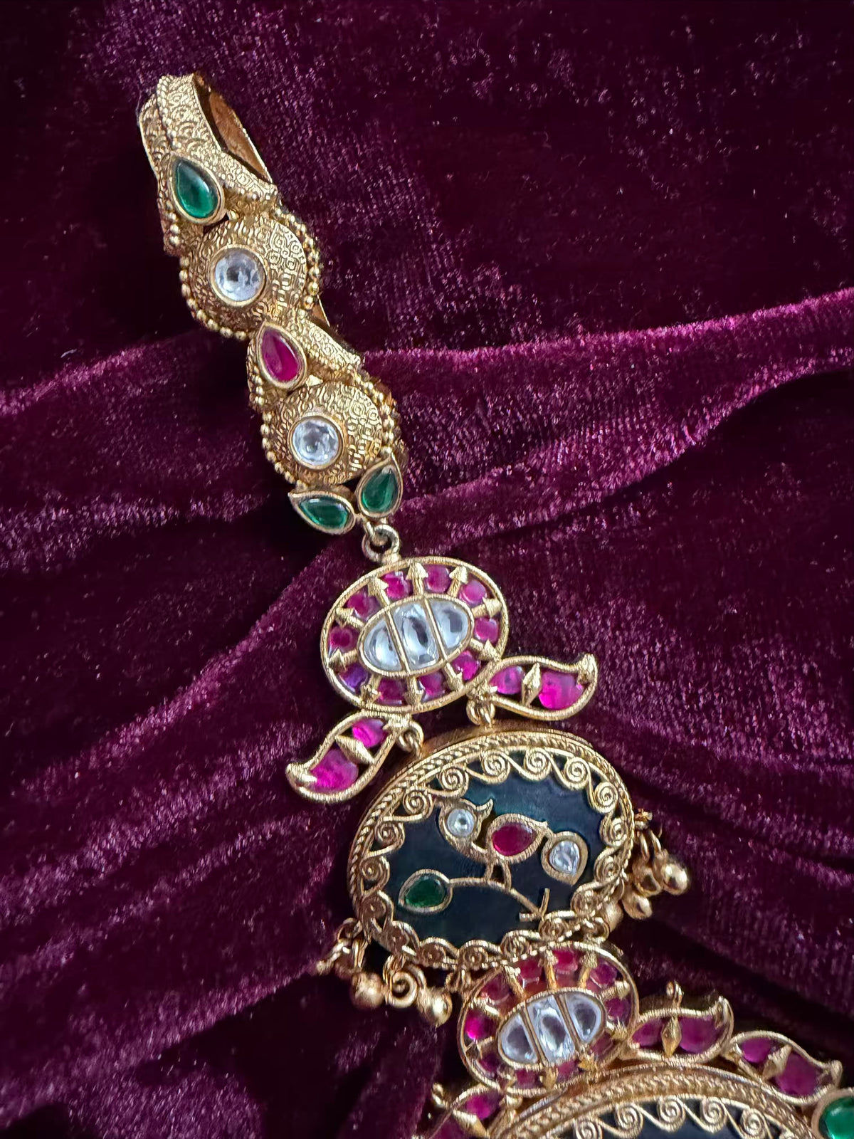 Emerald Green Designer Heritage Kamar Juda in Premium plating