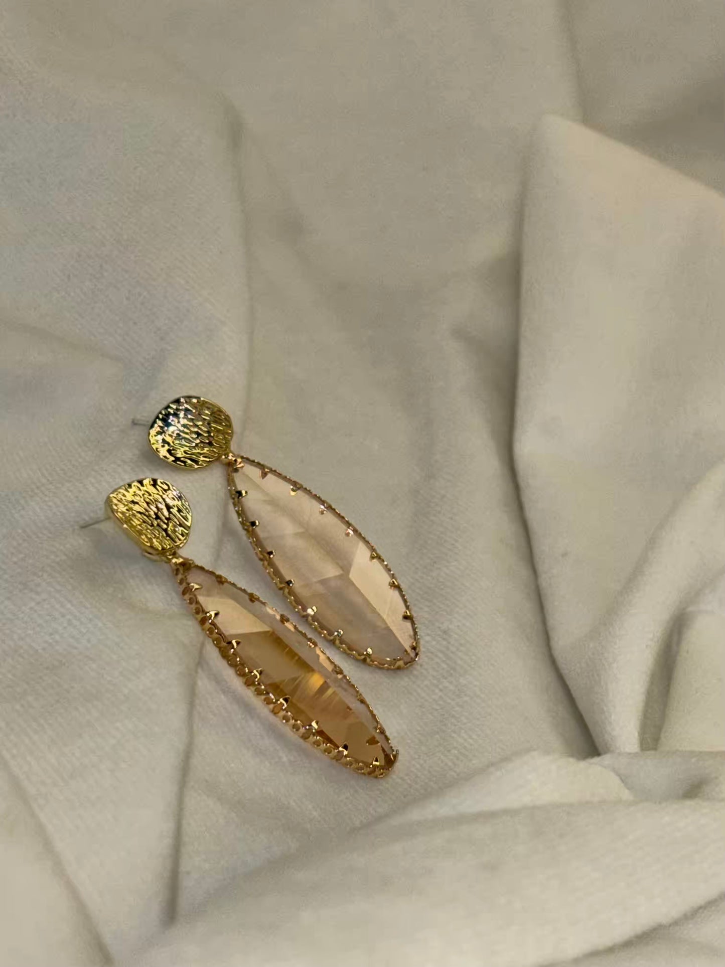 Peachy Leaf shaped Earrings - Gold Plated