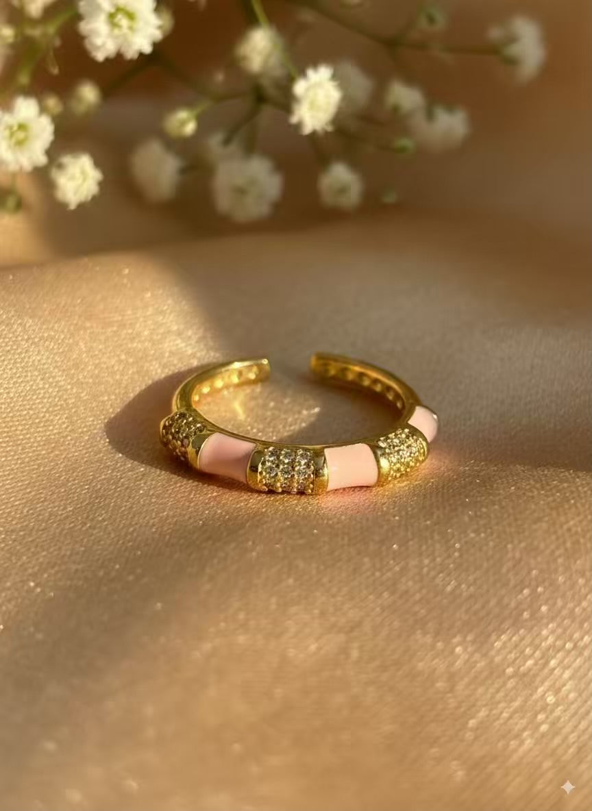 Baby Pink Gold Digger Plated Premium Ring (Adjustable)