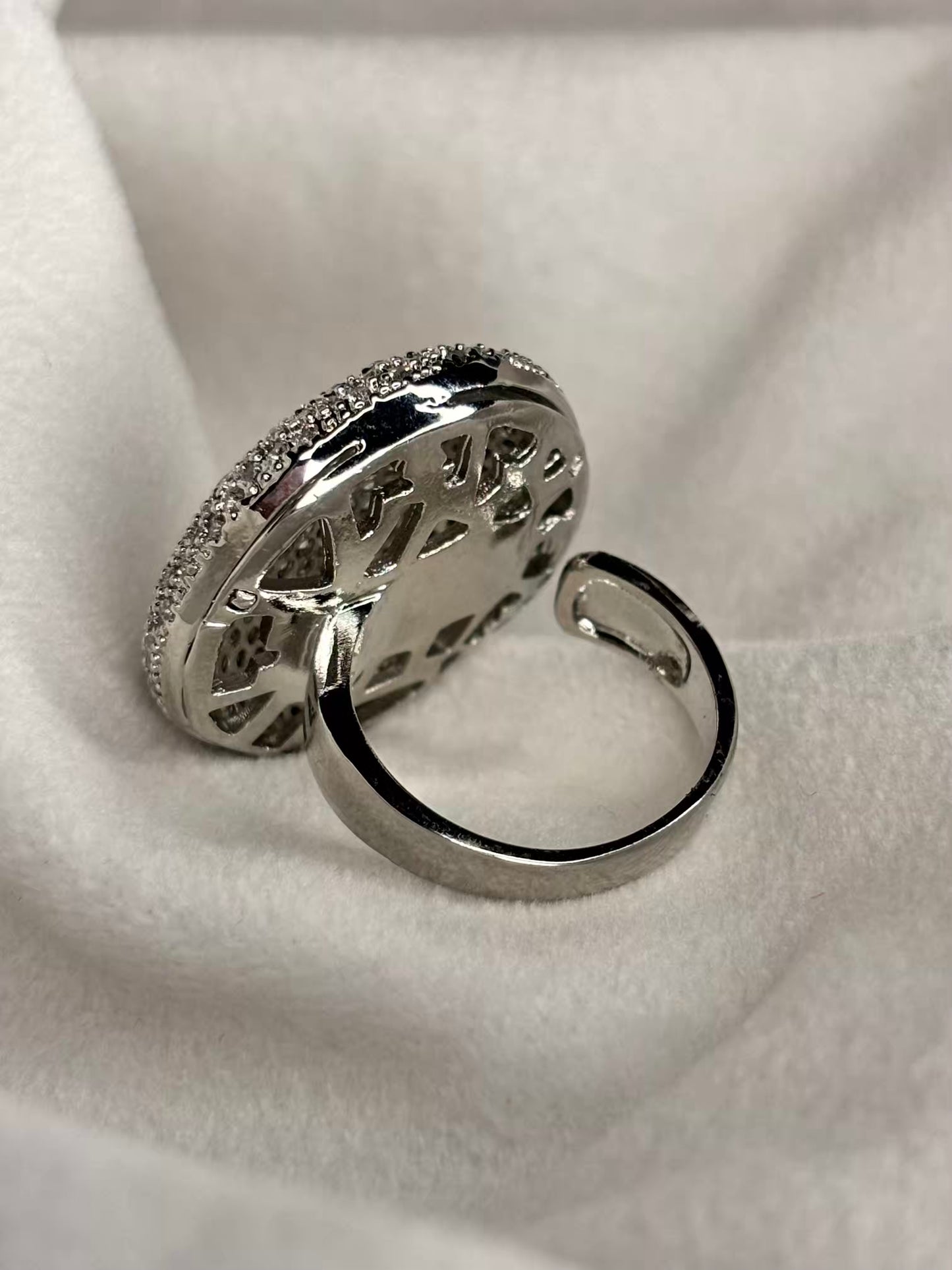 Rouge Silver Loaded Diamonds Ring Adjustable