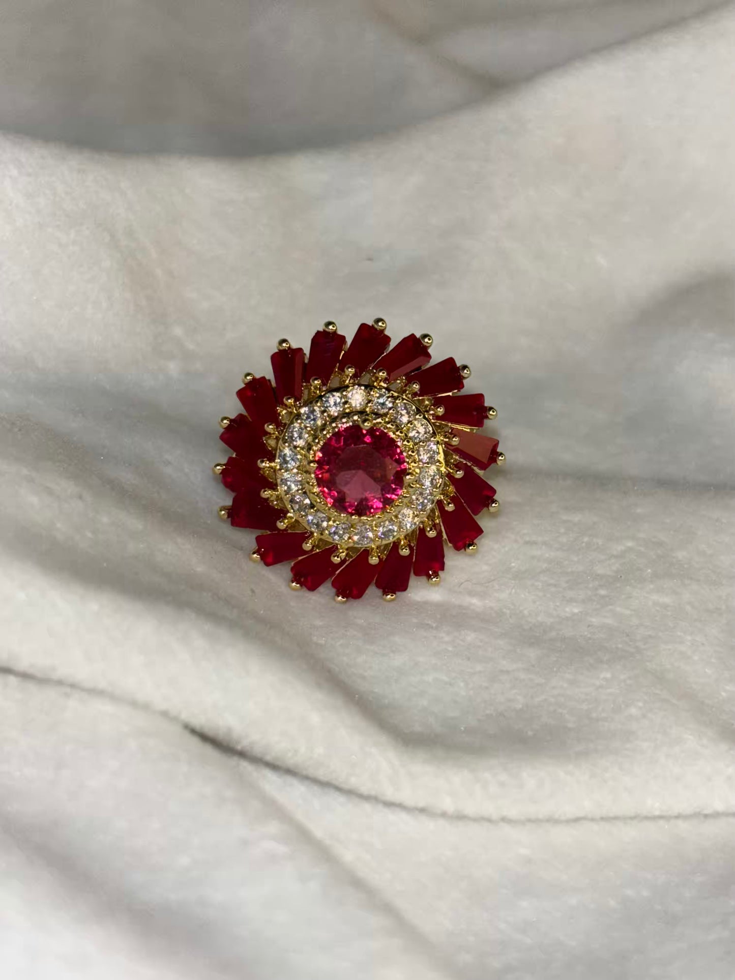 Scarlet Ruby Ring Solitaire Gold Ring
