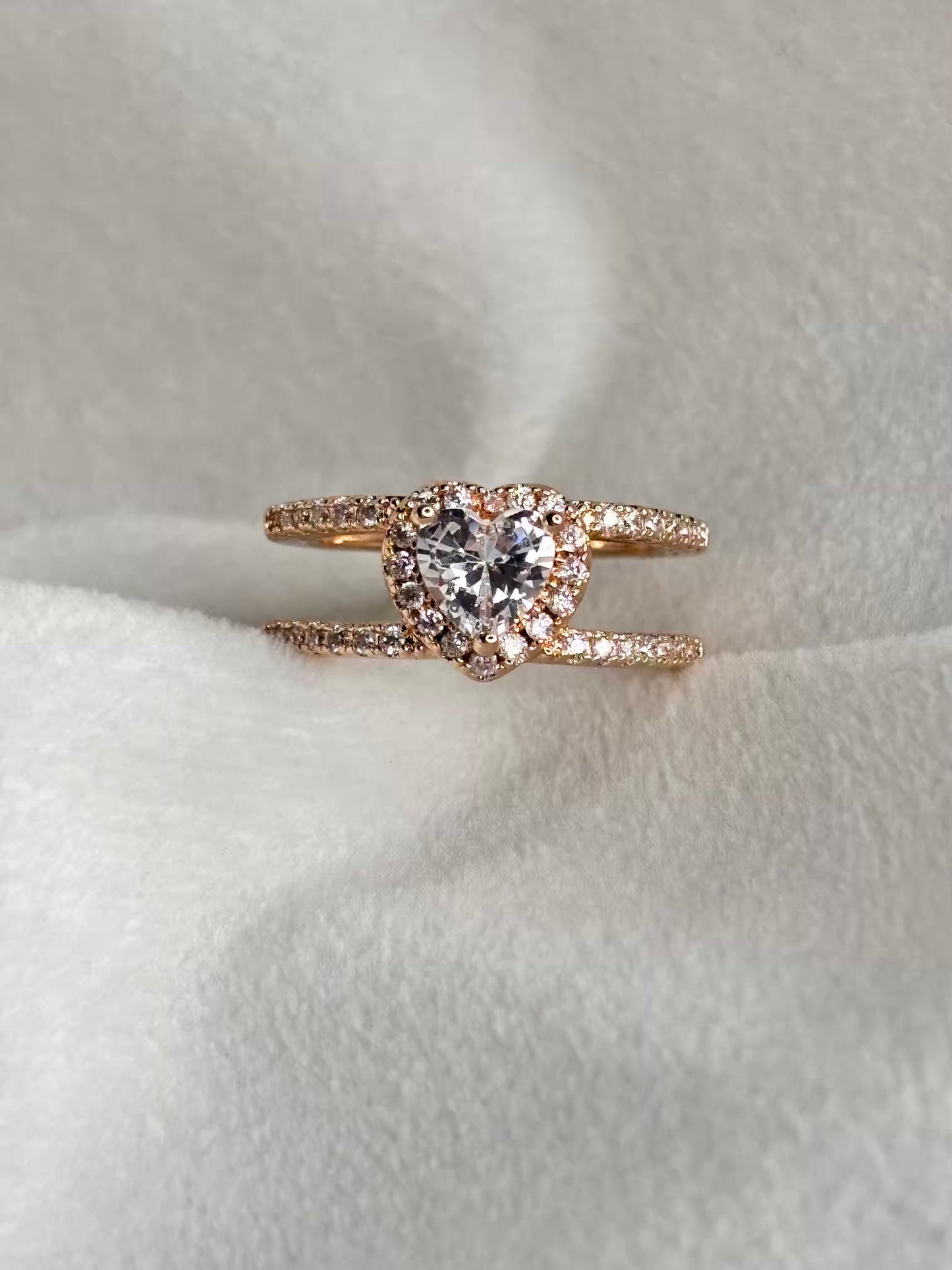 Heart Solitaire Ring Gold Adjustable