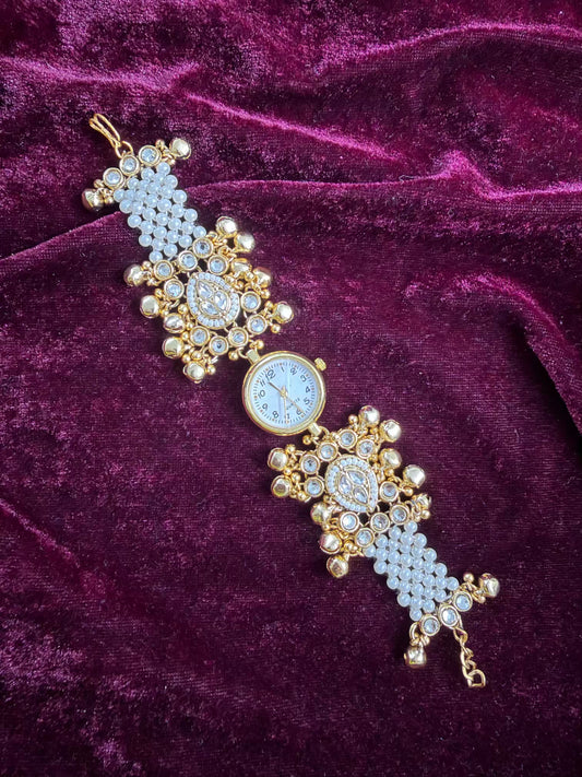 Kundan Premium Gold Maharani Watch Design Heritage Bracelet (Copy)